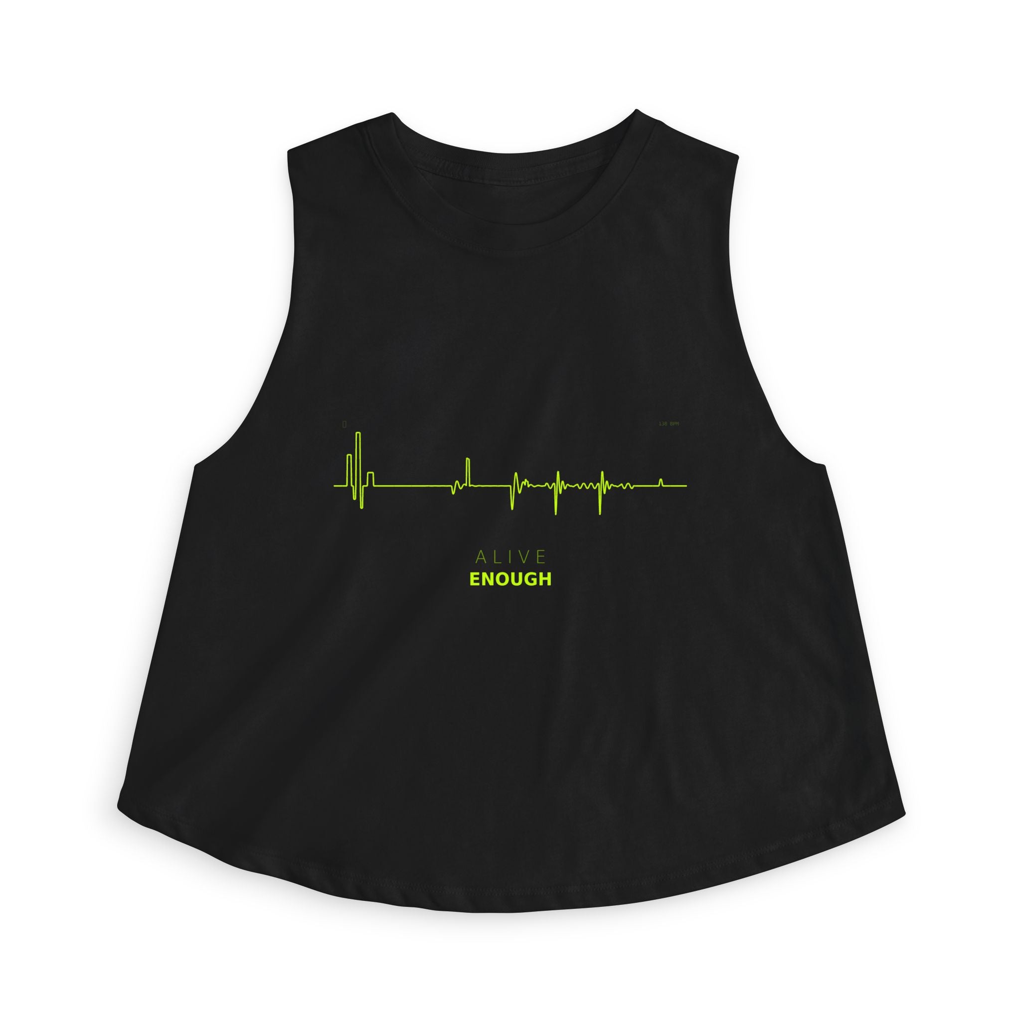 Alive Enough Crop Top — Techno Heartbeat Graphic Crop Tee | VOSKT