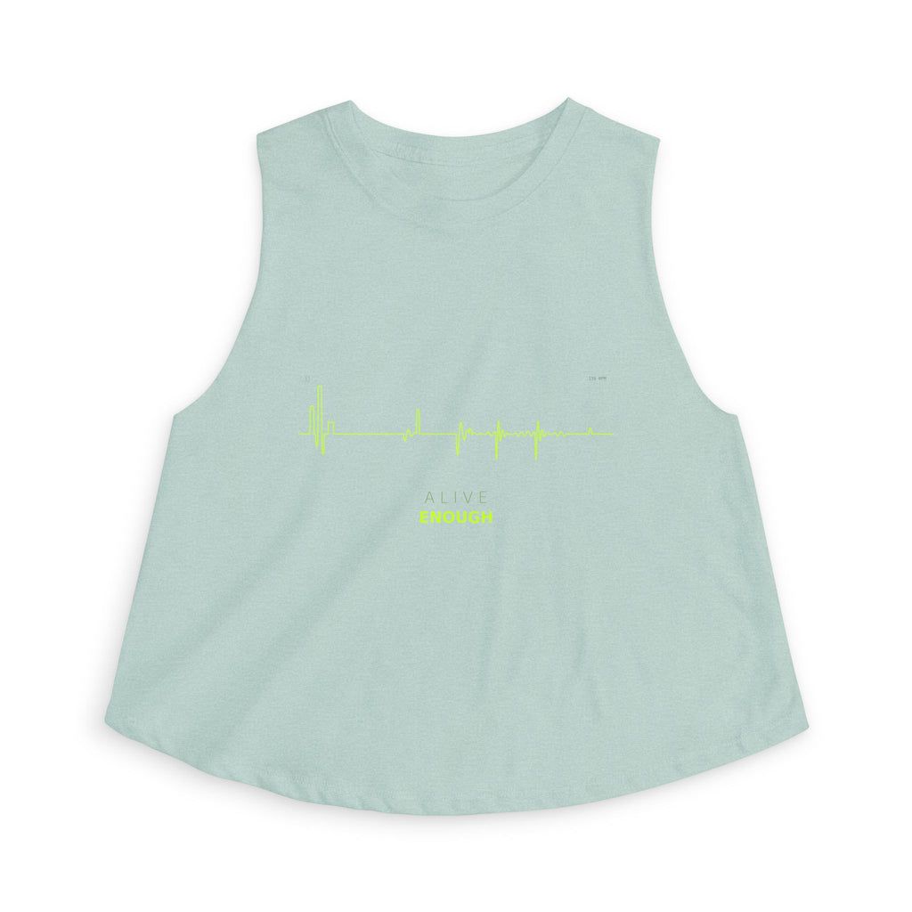 Alive Enough Crop Top — Techno Heartbeat Graphic Crop Tee | VOSKT