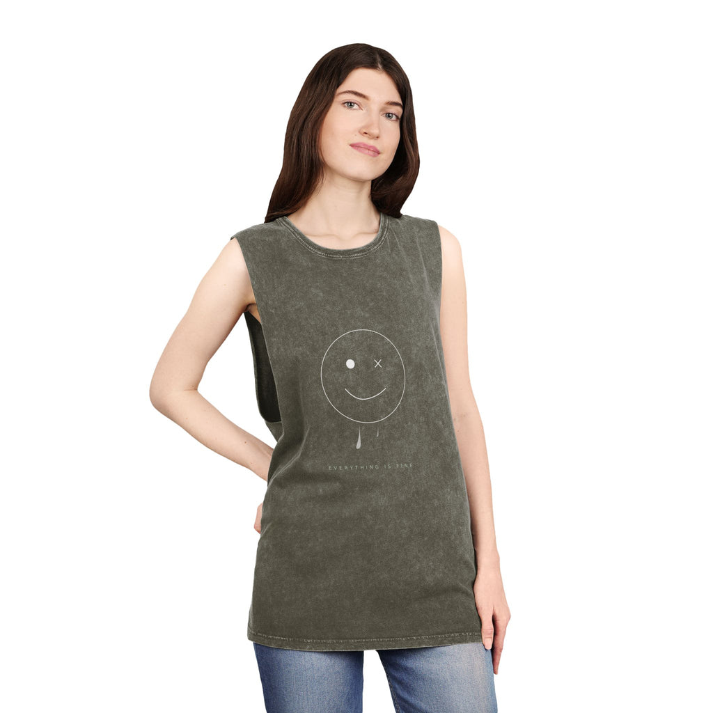 Everything Is Fine Tanktop — Stonewash Graphic Tank | VOSKT