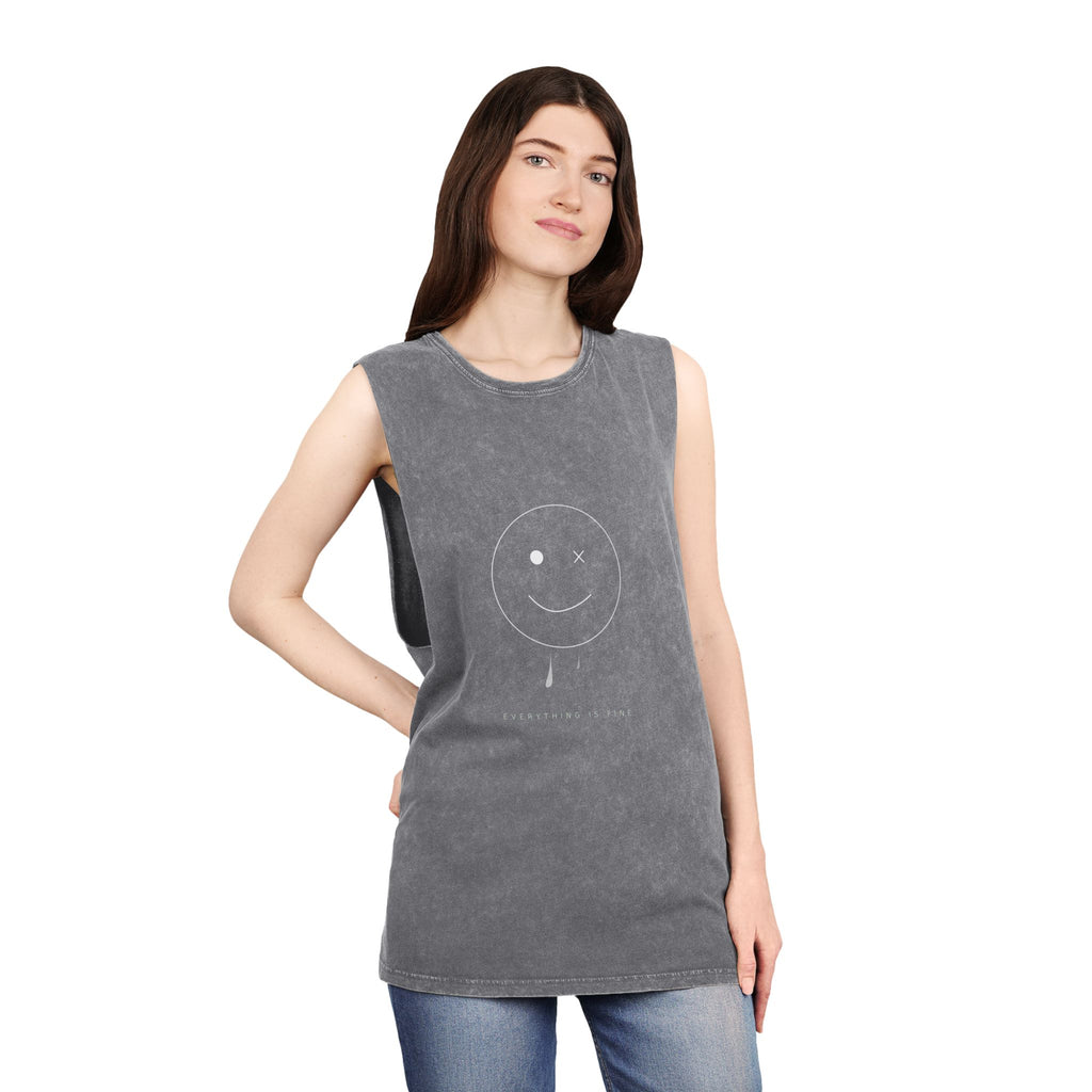 Everything Is Fine Tanktop — Stonewash Graphic Tank | VOSKT