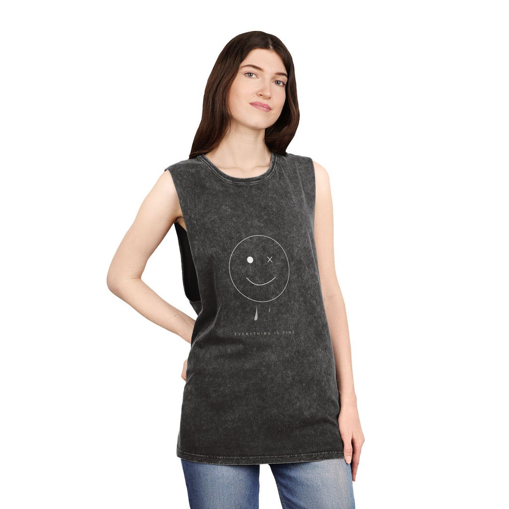 Everything Is Fine Tanktop — Stonewash Graphic Tank | VOSKT