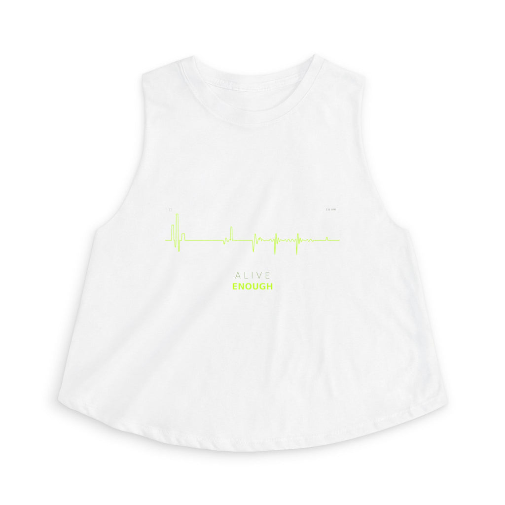Alive Enough Crop Top — Techno Heartbeat Graphic Crop Tee | VOSKT