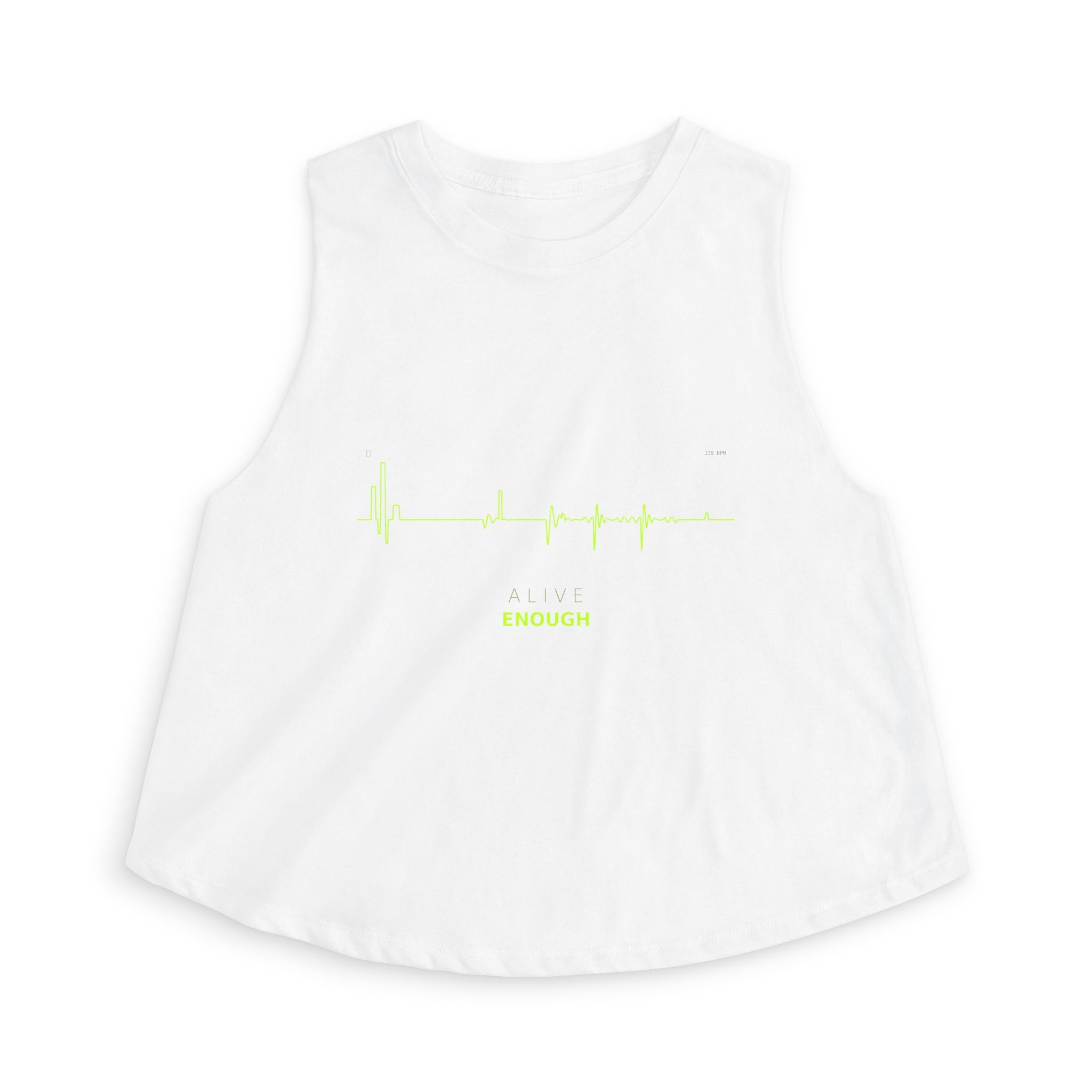 Alive Enough Crop Top — Techno Heartbeat Graphic Crop Tee | VOSKT