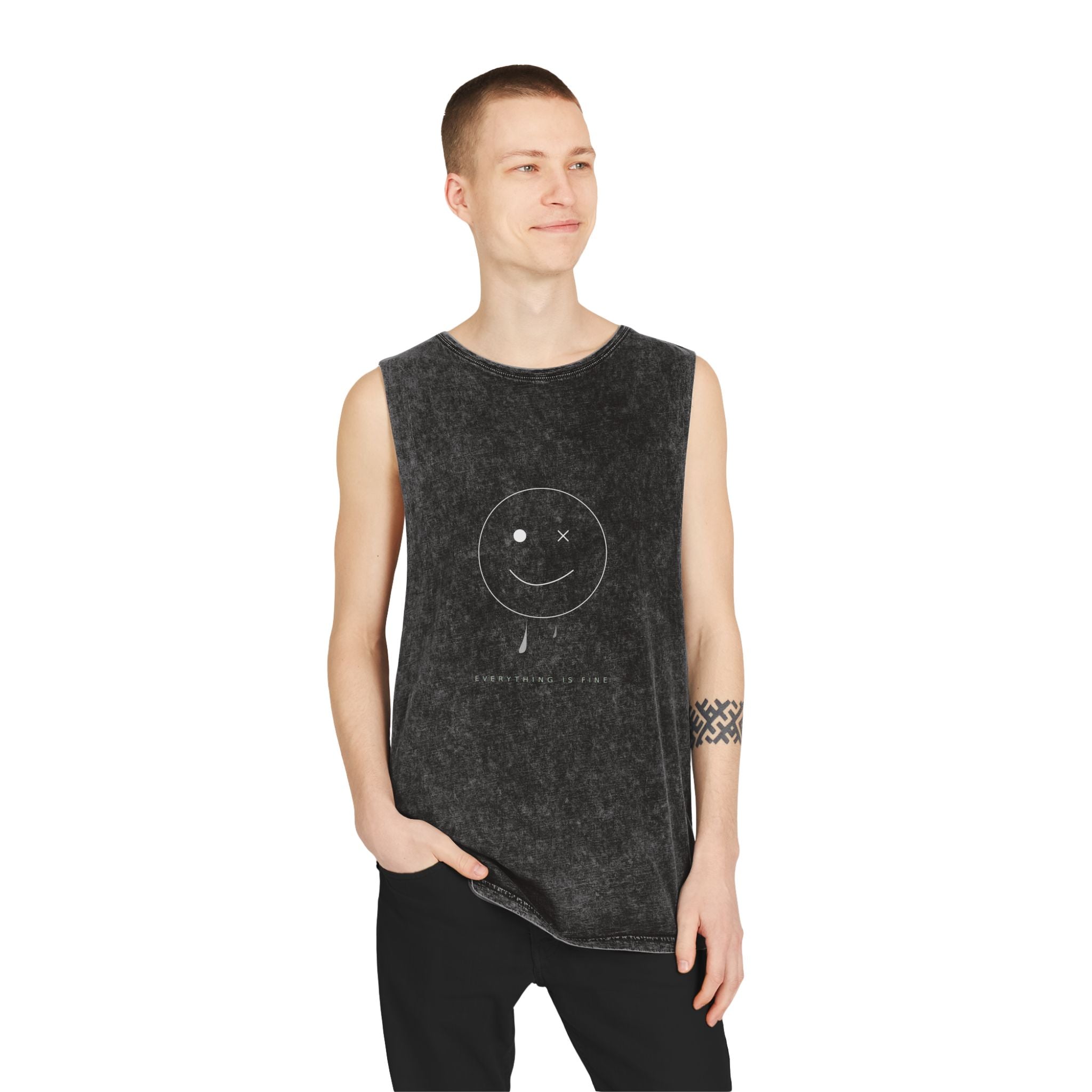 Everything Is Fine Tanktop — Stonewash Graphic Tank | VOSKT