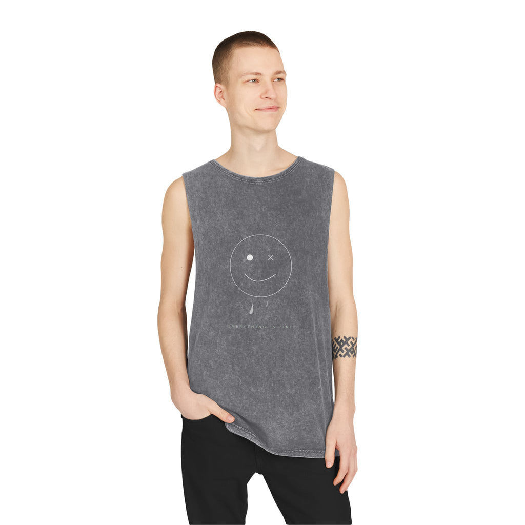 Everything Is Fine Tanktop — Stonewash Graphic Tank | VOSKT
